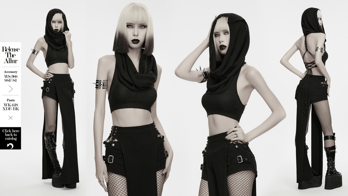 Women's Gothic Wasteland Hooded Knit Crop Top