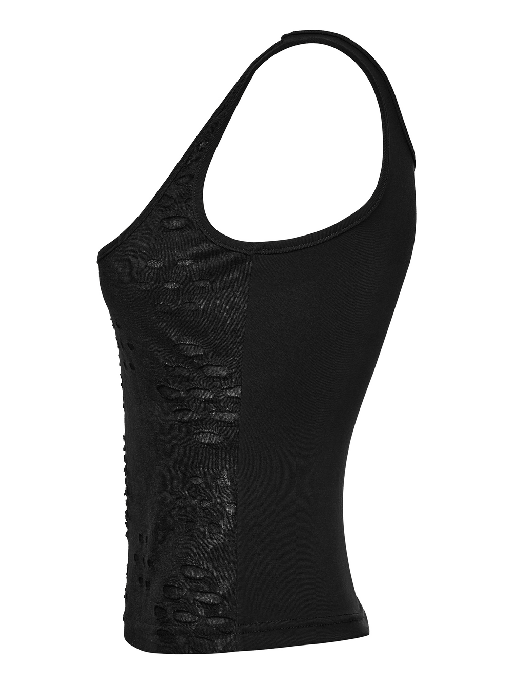 Women's Grunge Distressed Square Neck Crop Tank Top