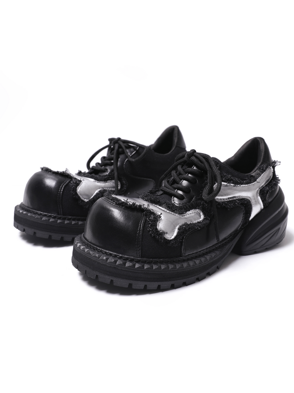 Women's Grunge Platform Shoes with Silver Panels