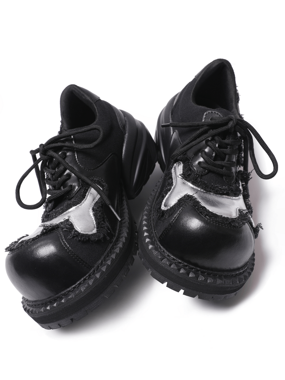 Women's Grunge Platform Shoes with Silver Panels