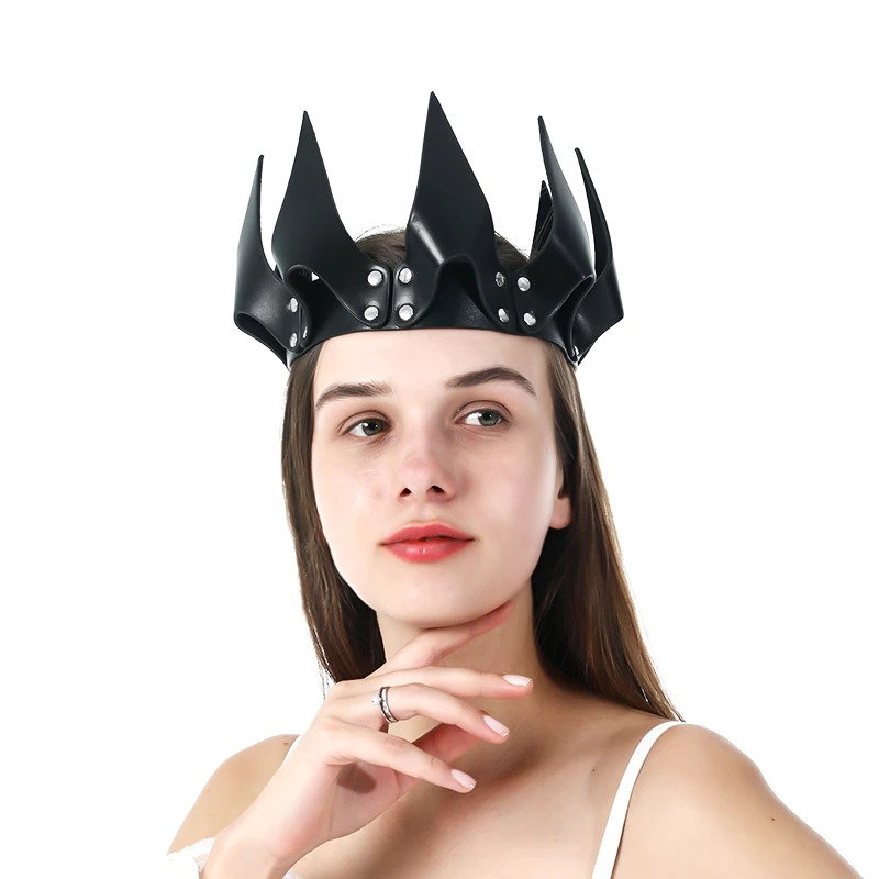Women's Halloween Head Mask with Rivets / Gothic PU Leather Head Mask / Fashion Сrown