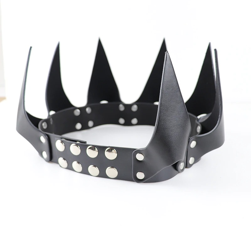 Women's Halloween Head Mask with Rivets / Gothic PU Leather Head Mask / Fashion Сrown