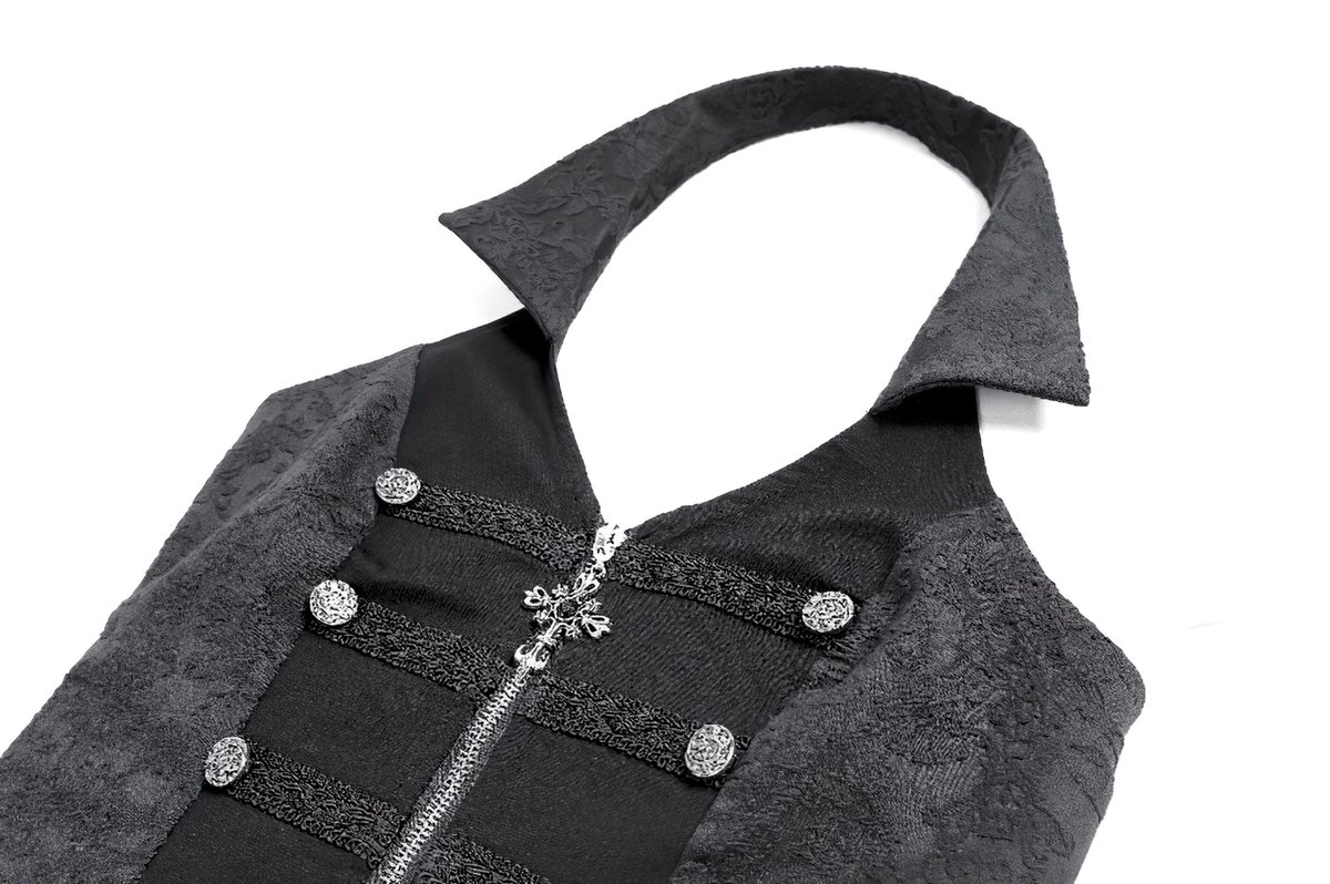 Women's Halter Waistcoat with Zip and Metal Buttons