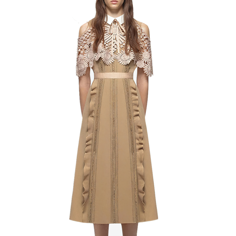 Women's Long Dress with Sleeve / Elegant Lace Hollow Out Summer Dresses