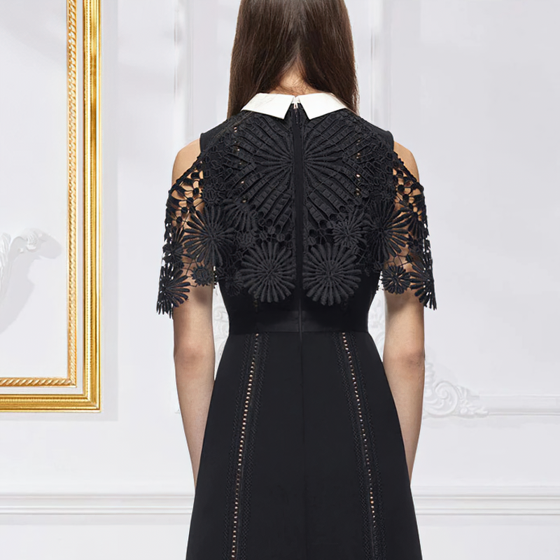 Women's Long Dress with Sleeve / Elegant Lace Hollow Out Summer Dresses