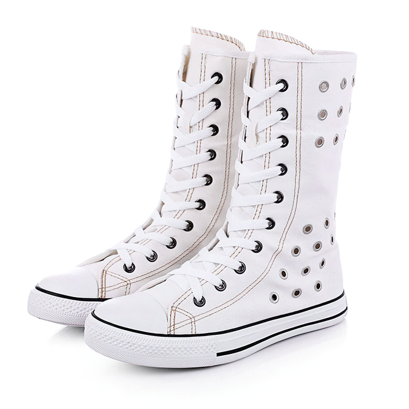 US SALE of Women's High Top Zipper Breathable Flat Sneakers / Casual Flats Shoes