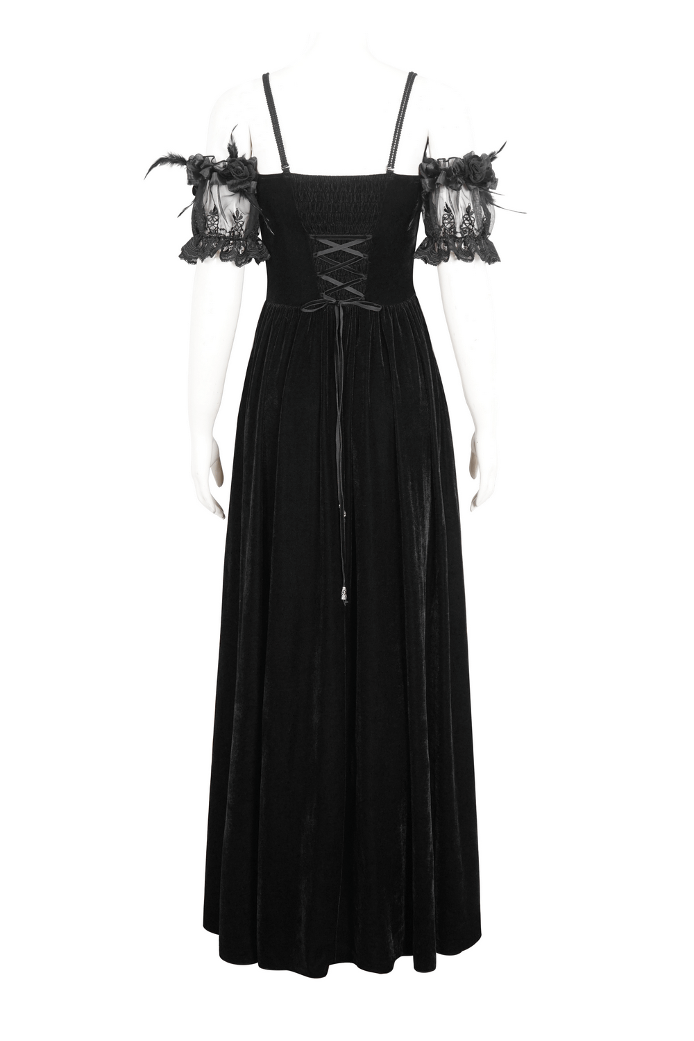 Women's Lace Gorgeous Dress with Feather Short Sleeves