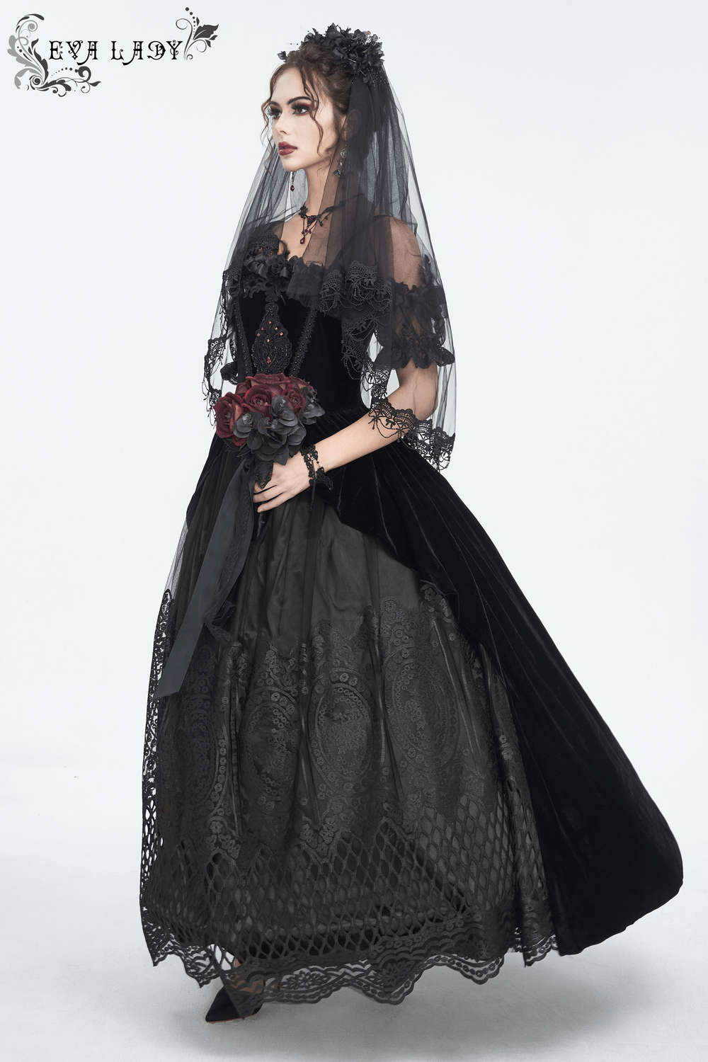 Women's Lace Gorgeous Dress with Feather Short Sleeves