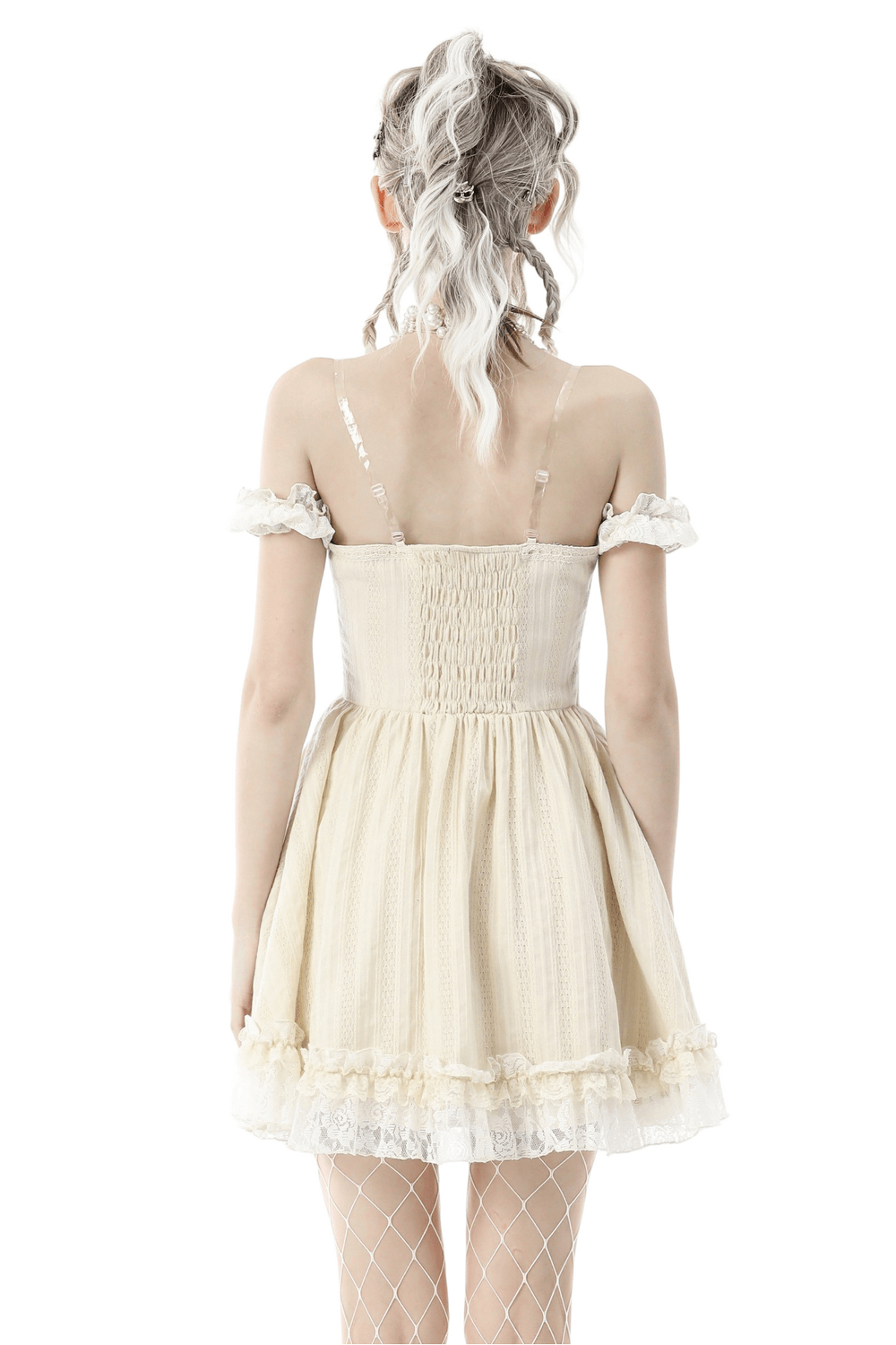 Women's Lace Mini Dress: Ruffled Layers And Floral Detail