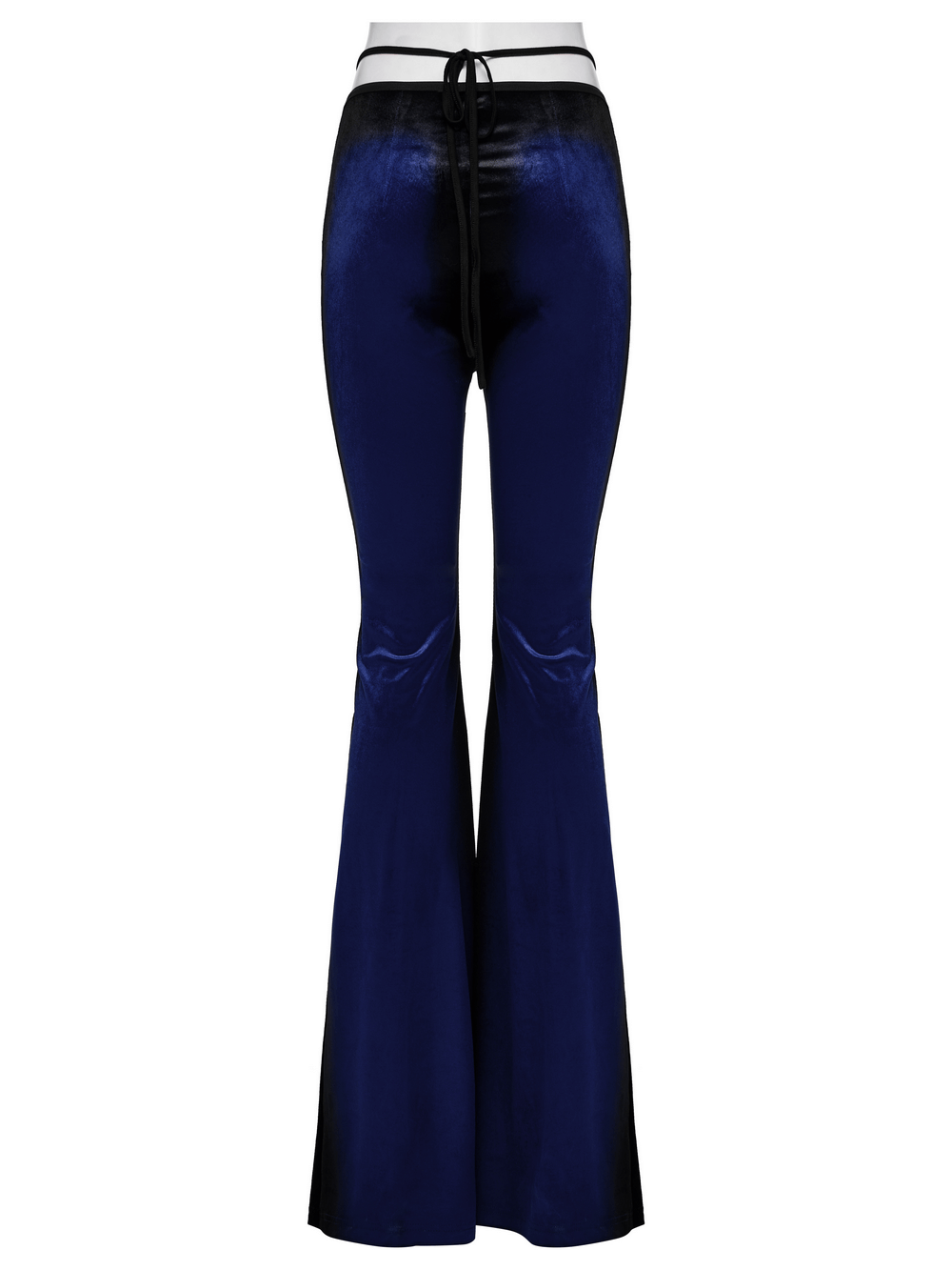 Women's Navy Velvet Flare Pants with Black Inserts
