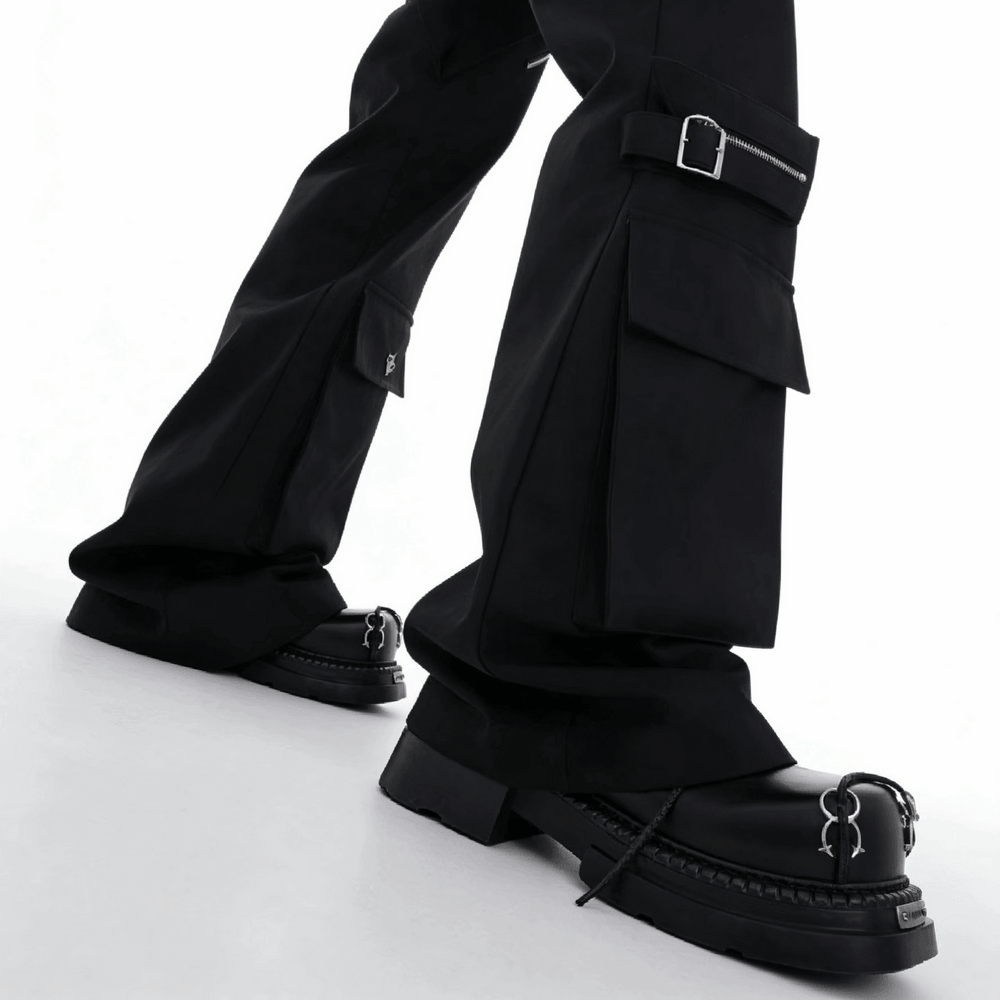 Women's Punk Derby Shoes with Metal Toe Hardware