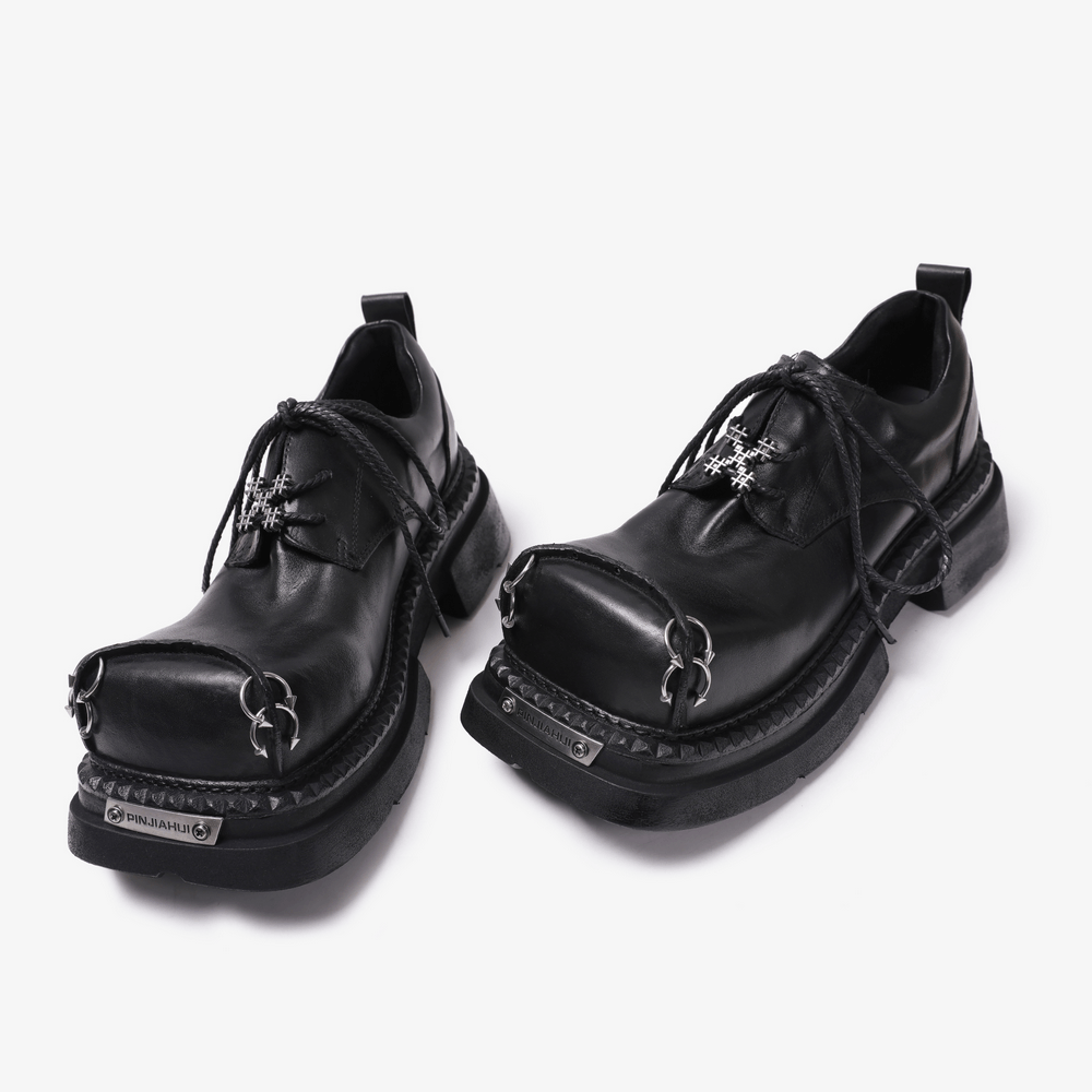 Women's Punk Derby Shoes with Metal Toe Hardware