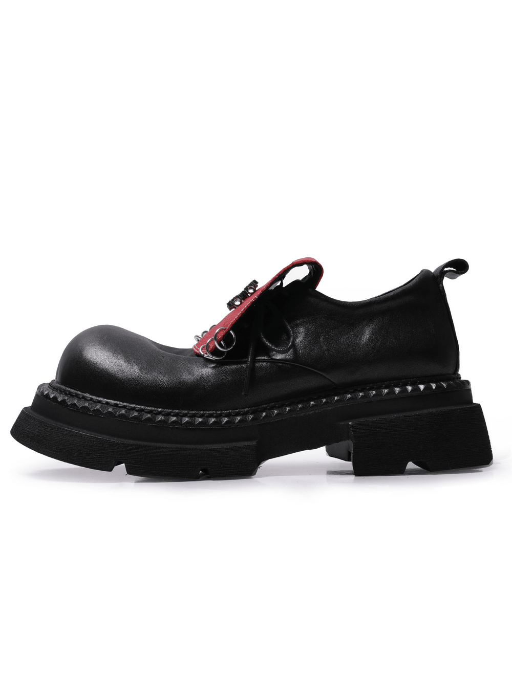 Women's Punk Platform Shoes with Red Flap Detail