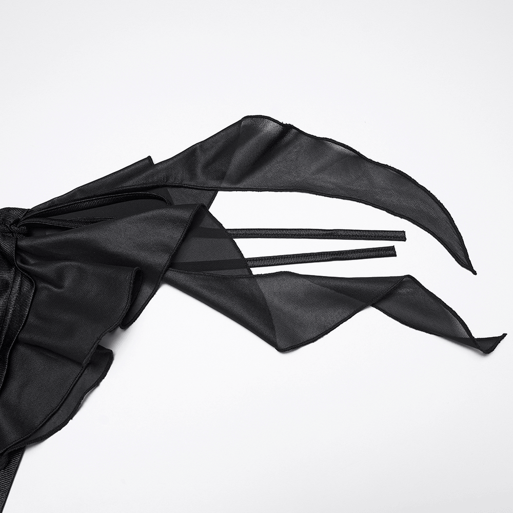 Women's Ruched Goth Shorts With Chiffon Drape Panels