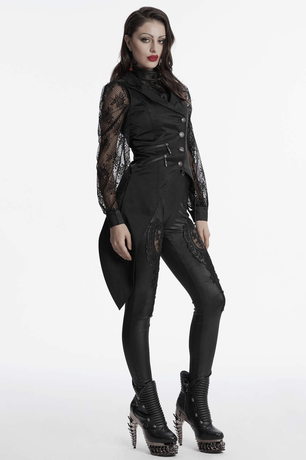 Women's Steampunk Asymmetric Waistcoat with Chain Detail