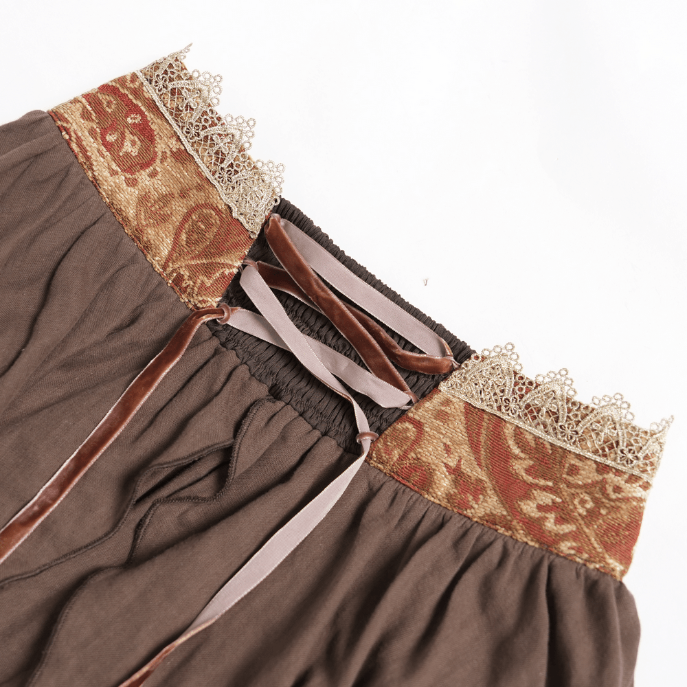 Women's Steampunk High-Low Skirt with Ruffled Trim