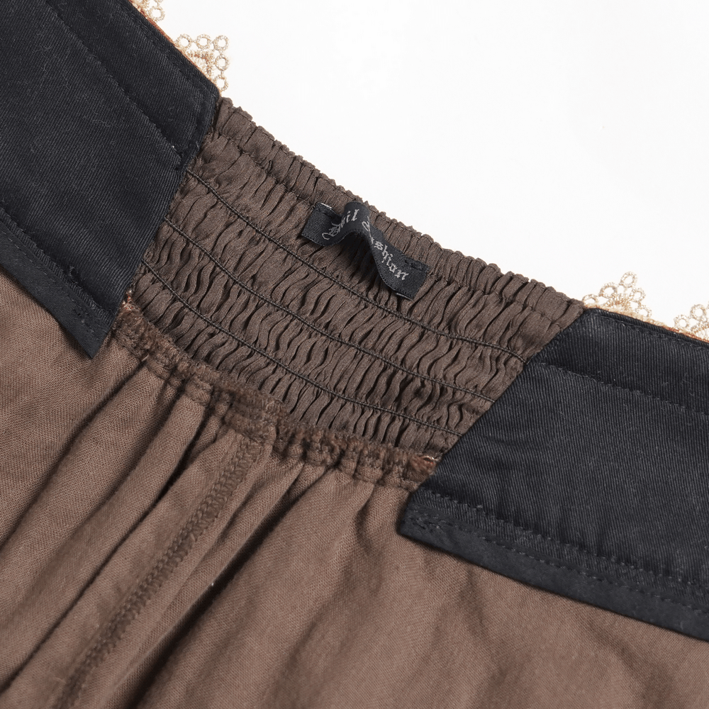 Women's Steampunk High-Low Skirt with Ruffled Trim
