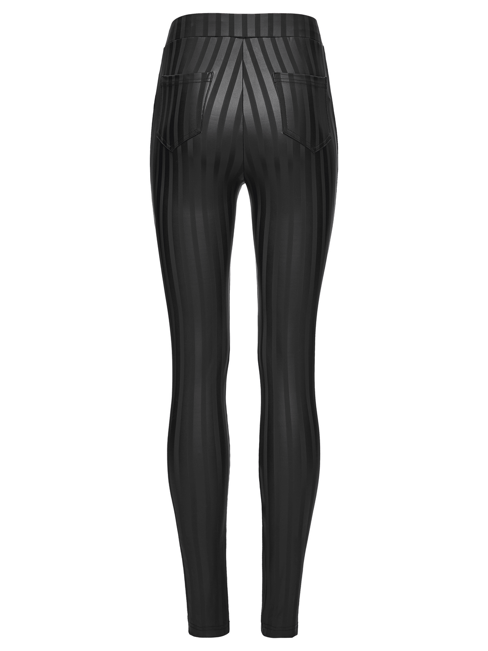 Women's Striped Leggings with Buckle Straps and Pockets