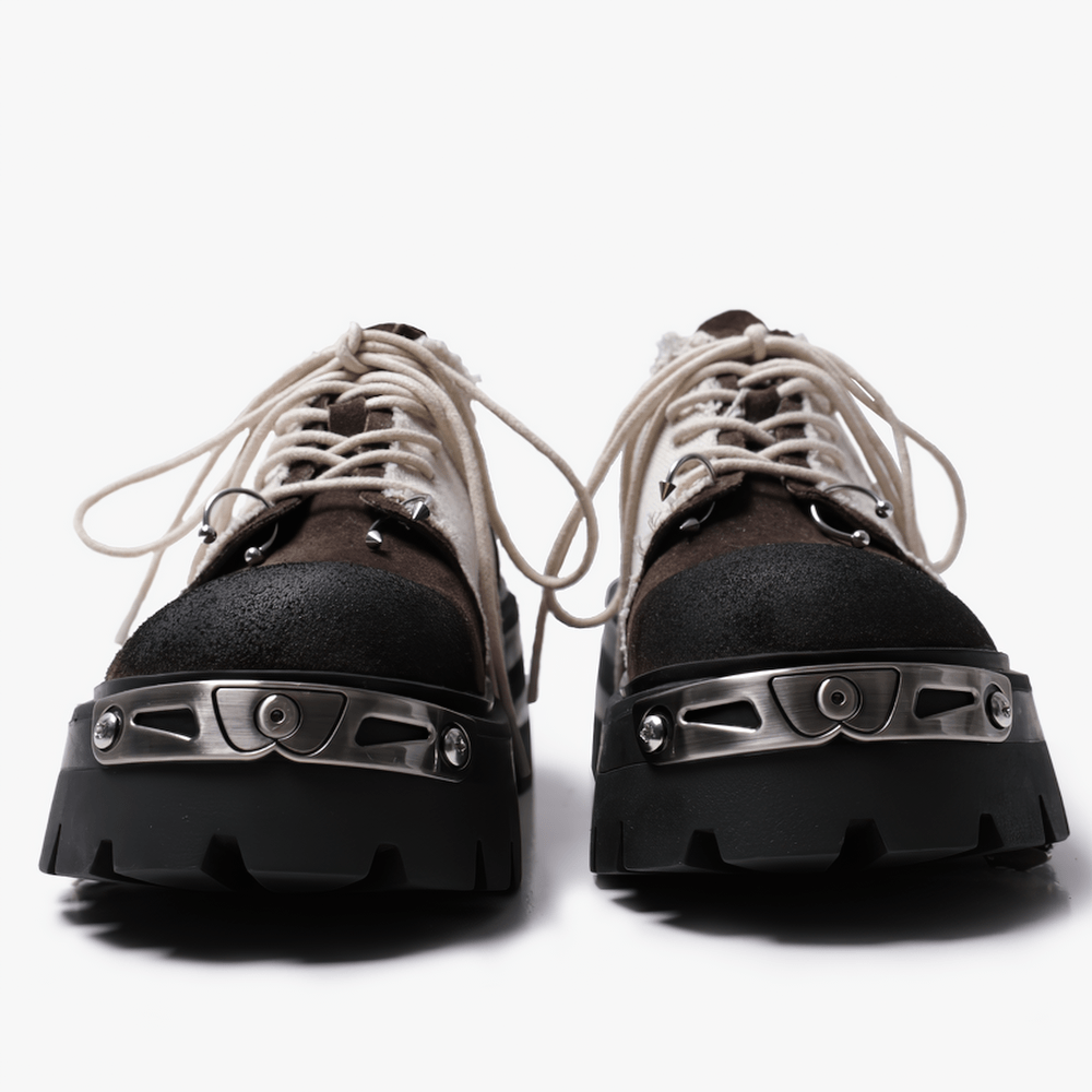 Women's Two-Tone Grunge Derby Shoes with Heavy Platforms