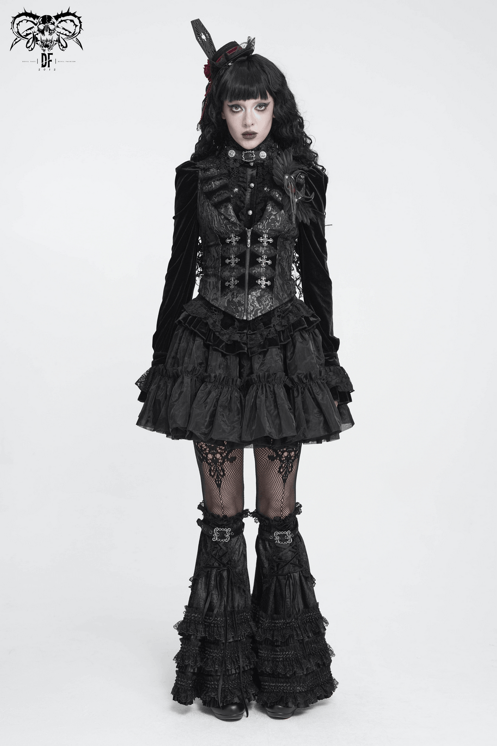 Women's Victorian Brocade Waistcoat with Cross Details