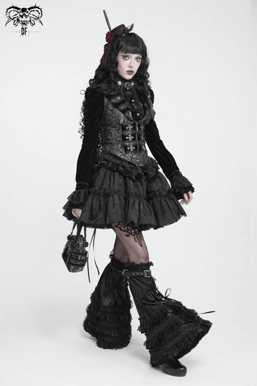 Women's Victorian Brocade Waistcoat with Cross Details