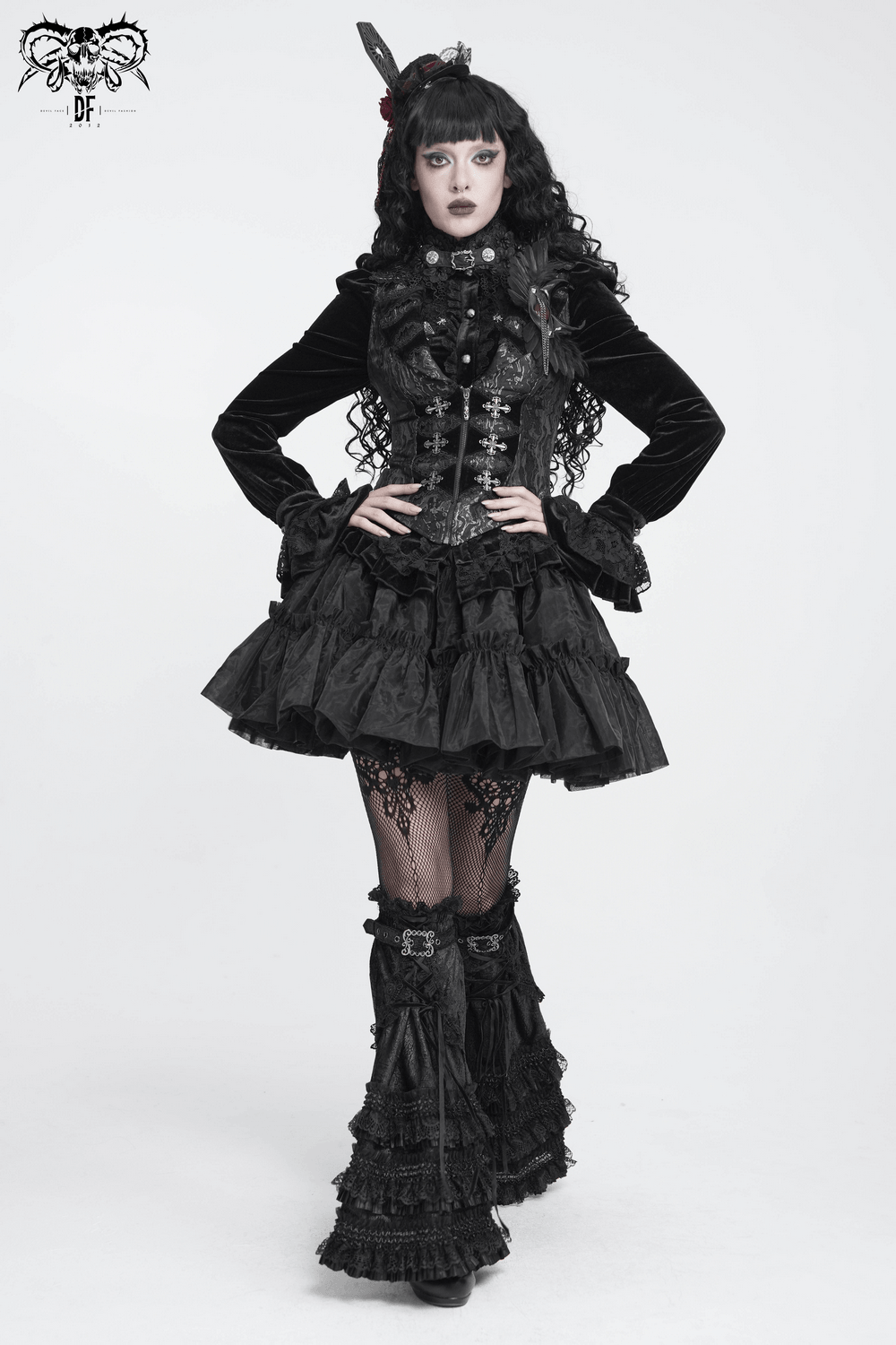 Women's Victorian Brocade Waistcoat with Cross Details
