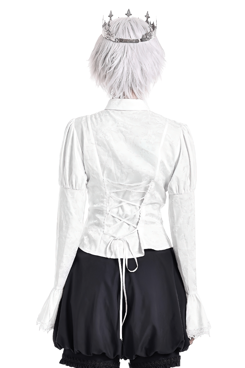 Women's Victorian Gothic Blouse with Corset Lace-Up Back