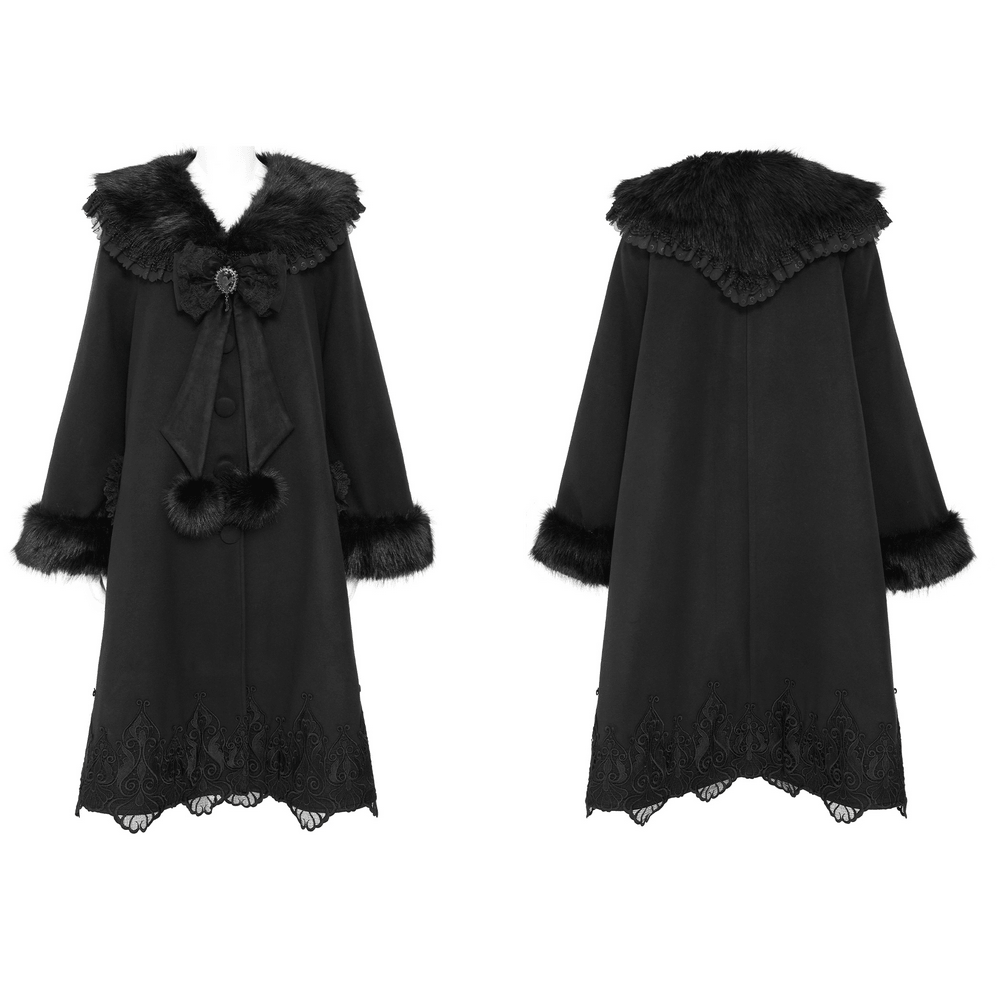 Women's Victorian Gothic Faux Fur Trim Long Coat