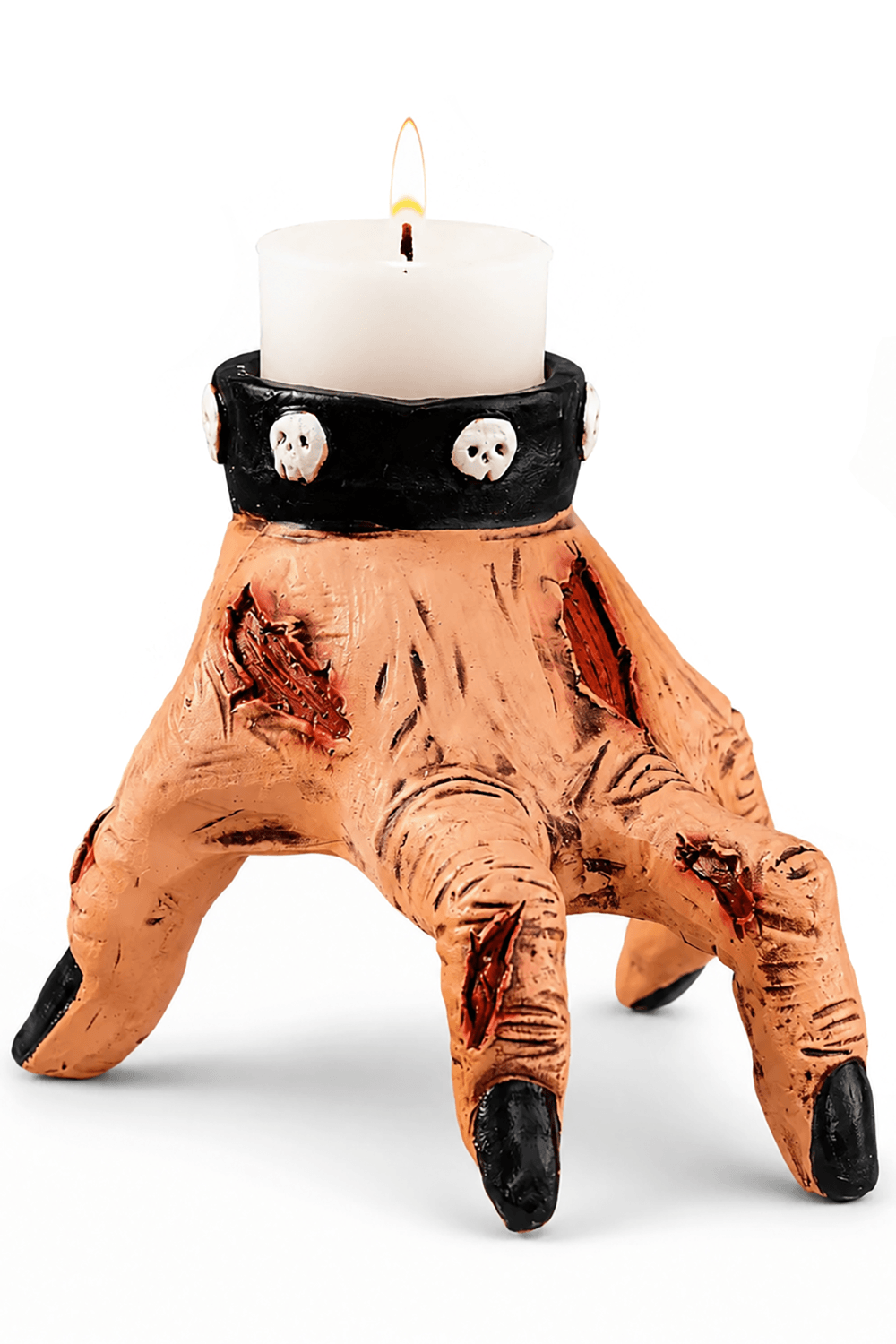 Zombie Hand Candle Holder with Gothic Skull Cuff