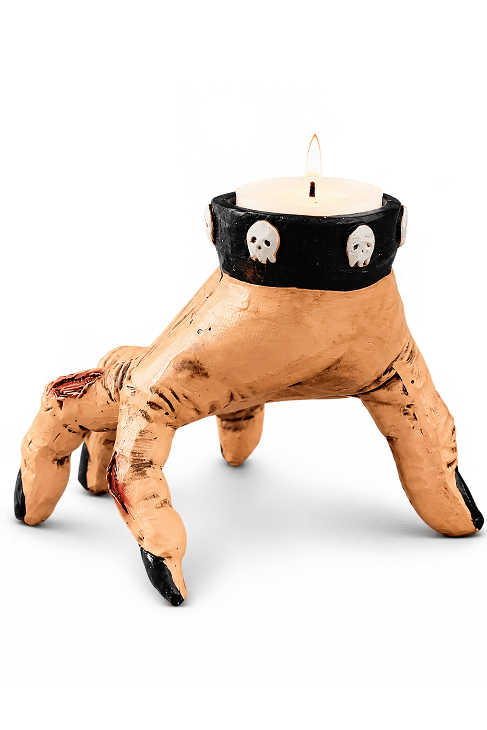 Zombie Hand Candle Holder with Gothic Skull Cuff