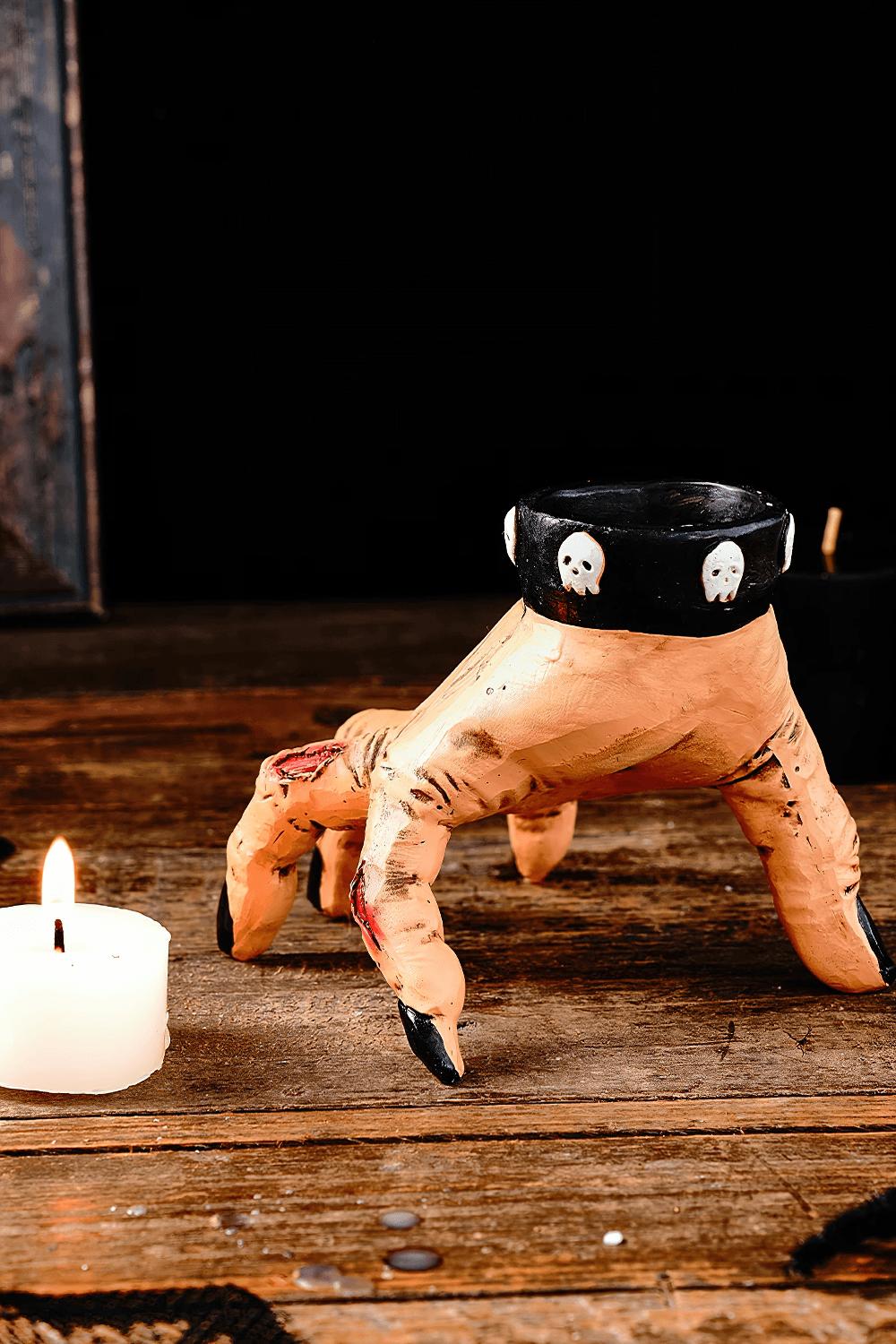Zombie Hand Candle Holder with Gothic Skull Cuff
