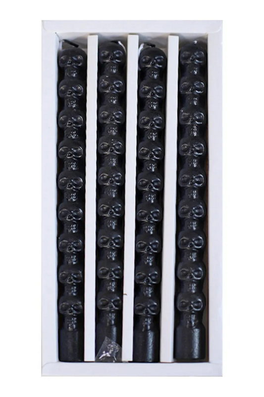 4-Pack Skull Taper Candles for Gothic Home Decor