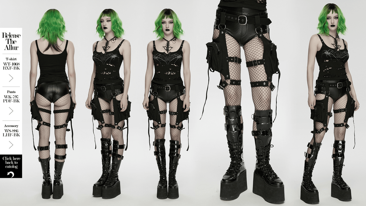 Adjustable Punk Leg Harness with Dual Pocket Bags