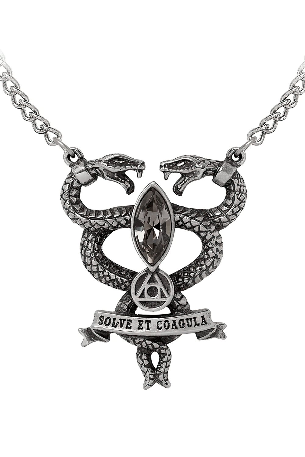 Alchemy Gothic Necklace With Twin Serpent Pendant