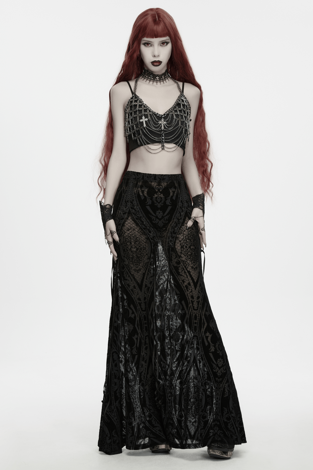 Alternative Cross Body Chain with Layered Drapes
