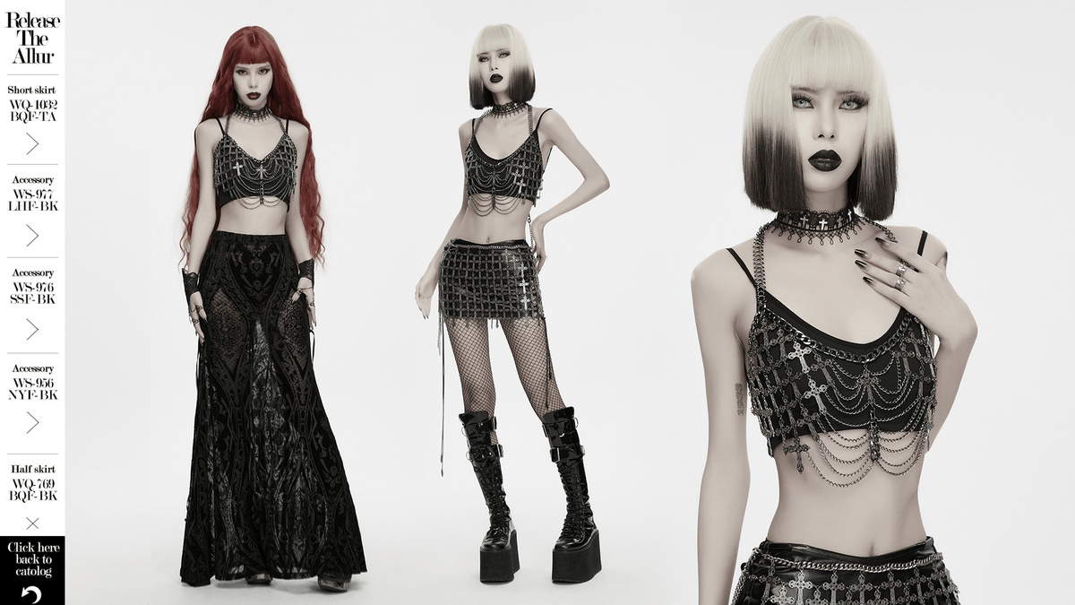 Alternative Cross Body Chain with Layered Drapes