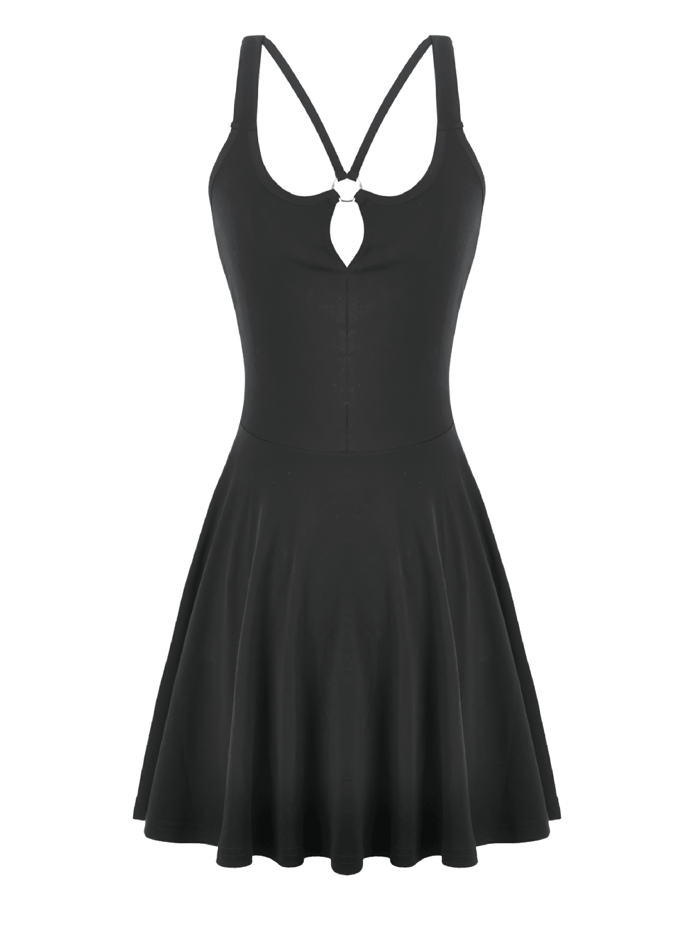 Alternative Halter Mini Dress with Cross Strap Neckline