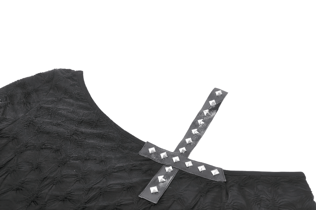 Alternative Spider Lace One Shoulder Studded Top