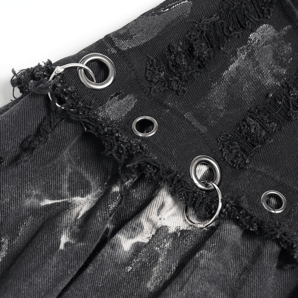 Asymmetric Skirt with Rings and Frayed Hem for Women
