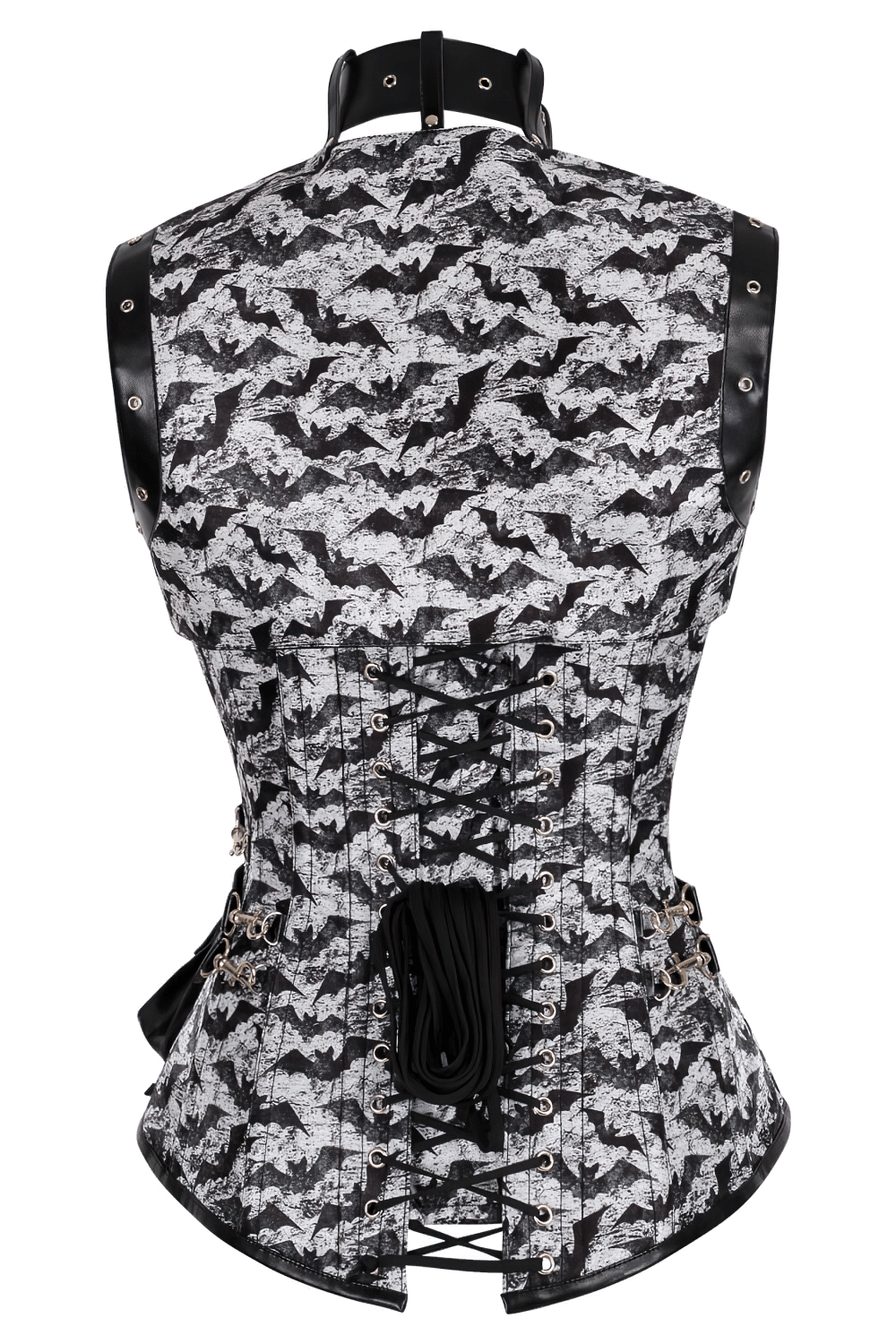 Bat Print Steampunk Overbust Corset With Shrug