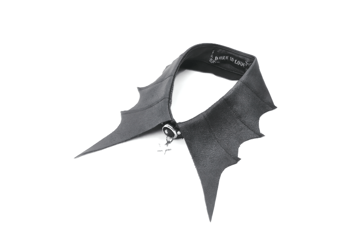 Bat Wing Faux Leather Choker Collar with Star Charm Ring