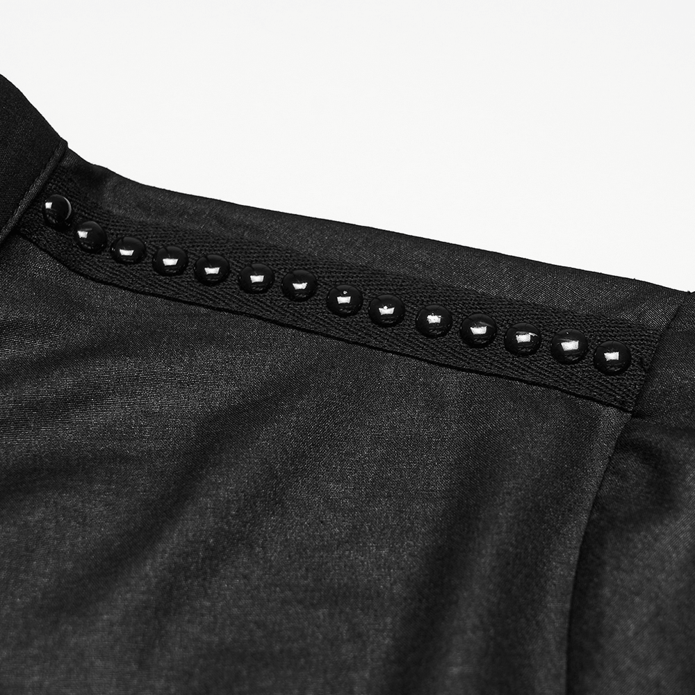 Black Asymmetric Punk Shirt with Hardware Straps