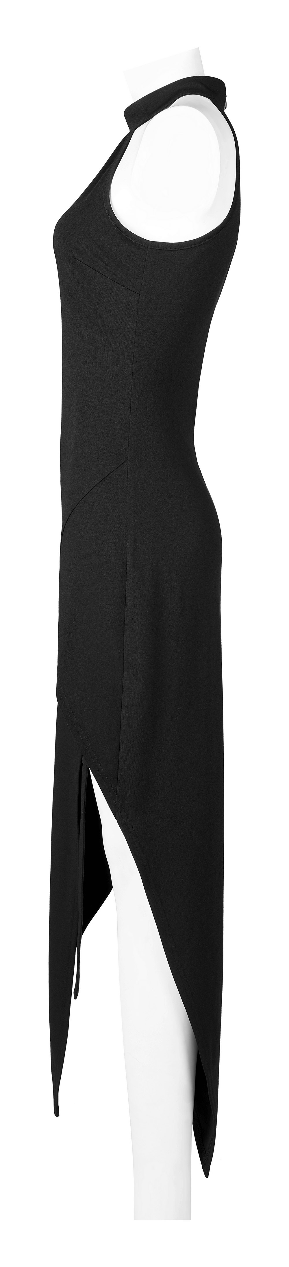 Black Asymmetrical Dress with Punk Cross-Leg Loops