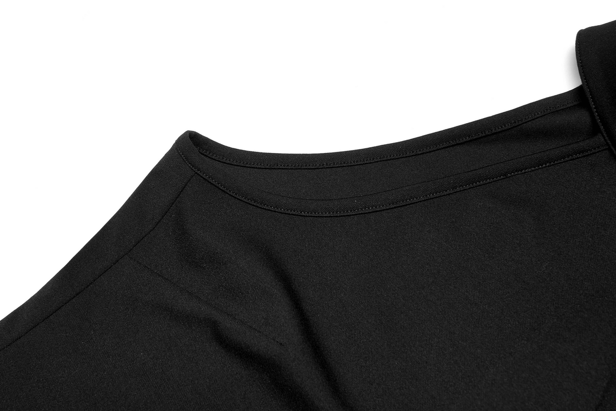 Black Asymmetrical Dress with Punk Cross-Leg Loops