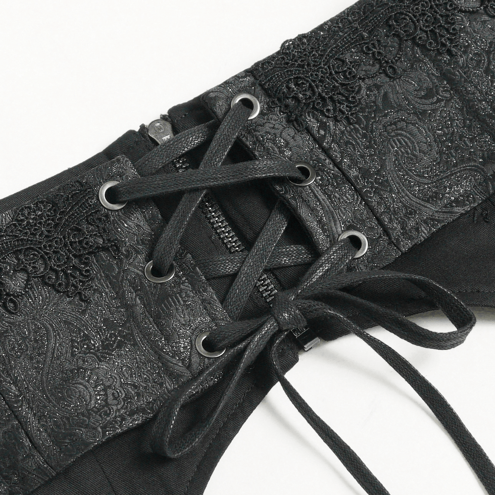 Black Brocade Gothic Waist Corset with Crosses