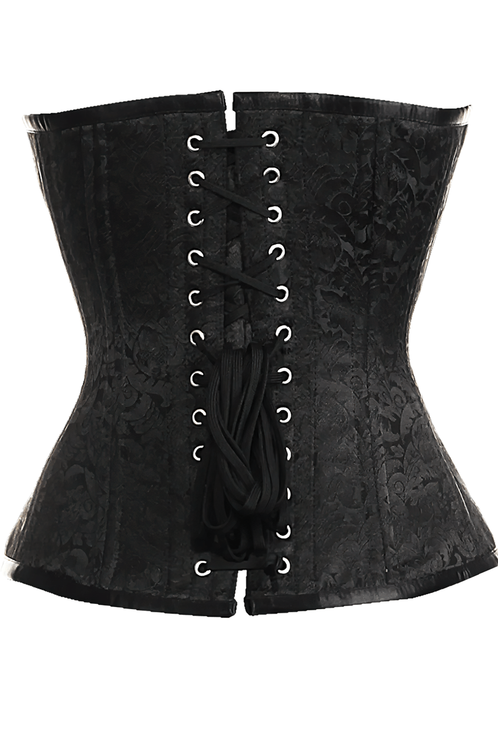 Black Brocade Overbust Steel Boned Waist Trainer Corset