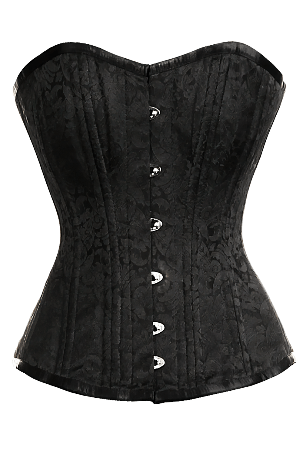 Black Brocade Overbust Steel Boned Waist Trainer Corset