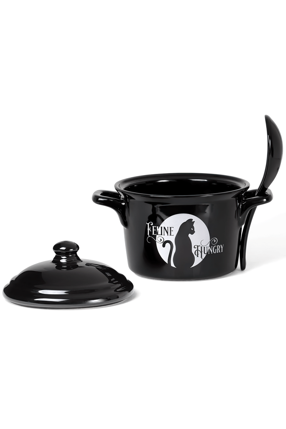 Black Cat Cauldron Bowl and Spoon Set by Alchemy