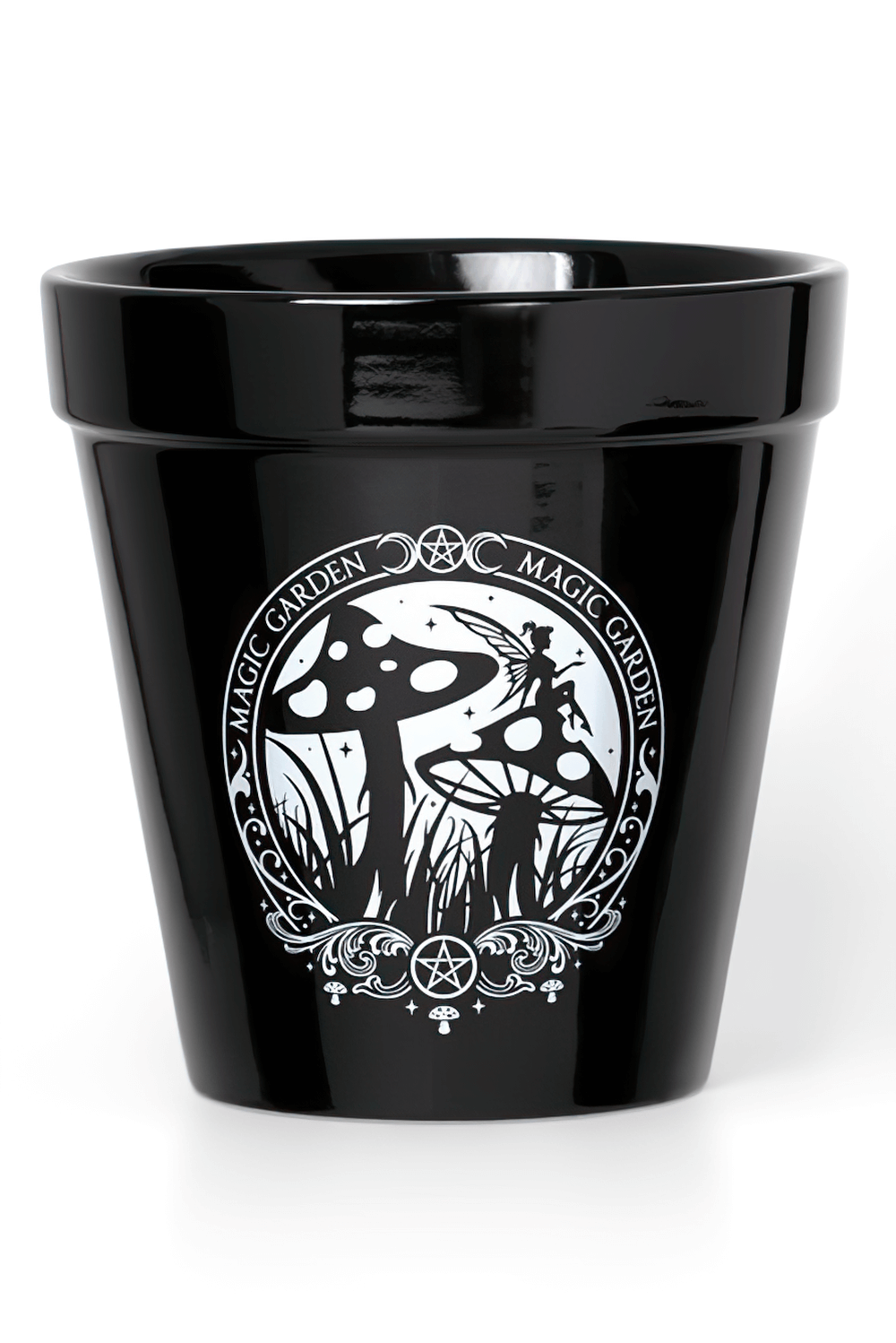 Black Ceramic Fairy Plant Pot - Magic Garden Design