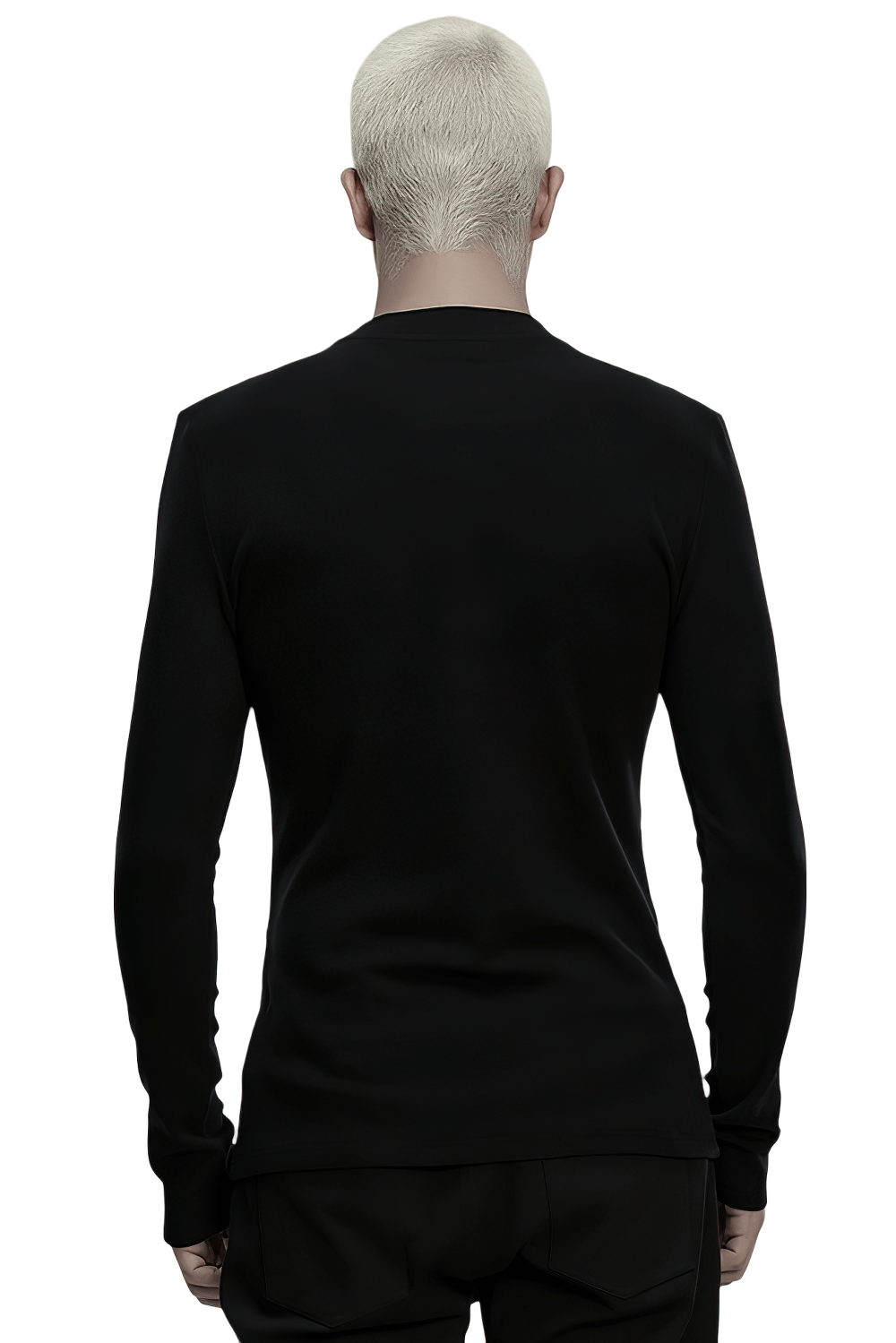 Black Cyberpunk Long Sleeve Top with Textured Panels